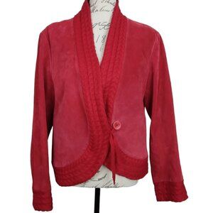 Coldwater Creek | 100% Leather Suede & Knit Jacket Red | Size L
